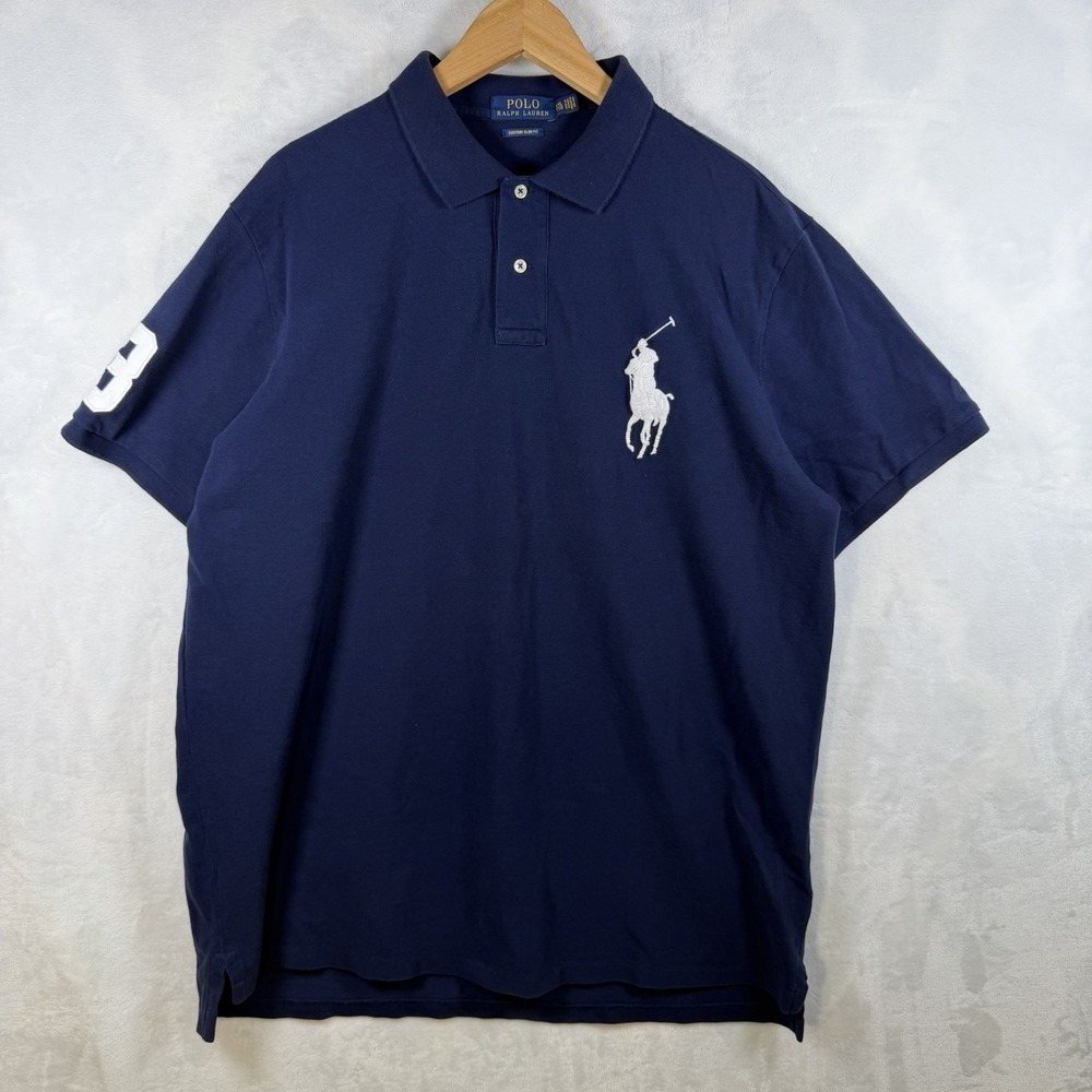 Polo Ralph Lauren Shirt Polo Big Pony Custom Slim Fit Blue Mens XXL